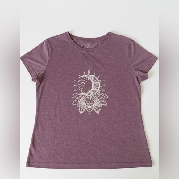 SHEIN Tops - SHEIN Graphic Tee – Women’s Size Large – Sun & Moon Lotus Design